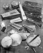A selection of Orff instruments, to be used by child students of his method