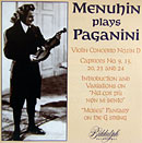 Yehudi Menuhin plays Paganini - Biddulph CD 102