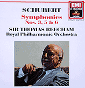 Schubert's Symphonies 3, 5 and 6 by Sir Thomas Beecham and the Royal Philharmonic on EMI (earlier cover shown)
