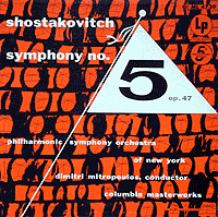 Dimitri Mitropoulos and the New York Philharmonic play the Shostakovich Fifth (Columbia LP cover)