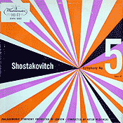 Artur Rodzinski and the New York Philharmonic play the Shostakovich Fifth (Columbia LP cover)