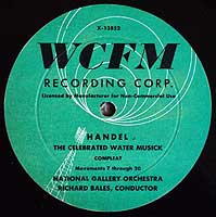 Richard Bales and the National Gallery Orchestra play Handel's Water Music - WCFM LP label