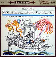 Eugene Ormandy conducts the Philadelphia Orchestra in his suite of Handel's Water Music (Columbia LP cover)