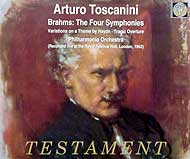 Arturo
Toscanini conducts the Brahms Symphonies (Testament CD cover)