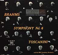 Arturo Toscanini conducts the Brahms Symphony # 4 (RCA LP cover)