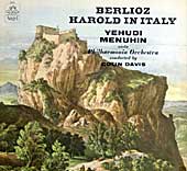 Colin Davis conducts the Philharmonia and Yehudi Menuhin in Harold in Italy (Angel LP cover)