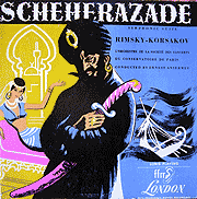 Ernest Ansermet and the Paris Conservatoire Orchestra play Scheherazade (London LP cover)