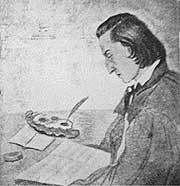 Chopin -- pencil drawing by George Sand