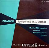 Dimitri Mitropoulos conducts the Minneapolis Symphony Orchestra in the Franck Symphony (Columbia LP cover)