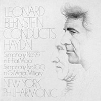 Leonard Bernstein conducts the New York Philharmonic Orchestra in the Haydn Military Symphony (Angel LP cover)