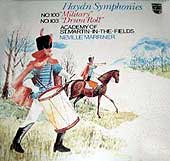 Neville Marriner conducts the Academy of St. Martin-in-the-Fields in the Haydn Military Symphony (Philips LP cover)