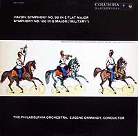 Eugene Ormandy conducts the Philadelphia Orchestra in the Haydn Military Symphony (Columbia LP cover)