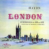 Hermann Scherchen conducts the Vienna Symphony Orchestra in the Haydn Military Symphony (Westminster LP cover)