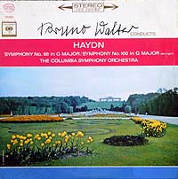 Bruno Walter conducts the Columbia Symphony Orchestra in the Haydn Military Symphony (Columbia LP cover)