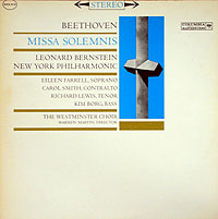 Leonard Bernstein and the NY Philharmonic play the Missa Solemnis (Columbia LP cover)