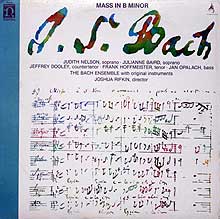 Joshua Rifkin and the Bach Ensemble: Bach's Mass in B Minor (Nonesuch LP cover)