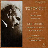 Toscanini conducts Schubert's Great Symphony (RCA Soria LP cover)