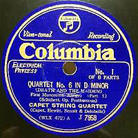the Capet Quartet plays the Death and the Maiden Quartet (Columbia 78 label)