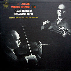 Klemperer and Oistrakh play the Brahms Violin Concerto (Angel LP cover)
