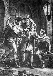 the climactic confrontation in a contemporaneous engraving