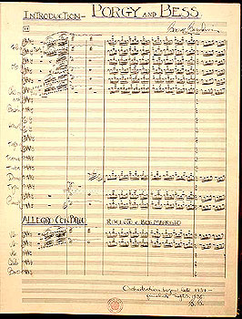 First page of Gershwin's autograph score